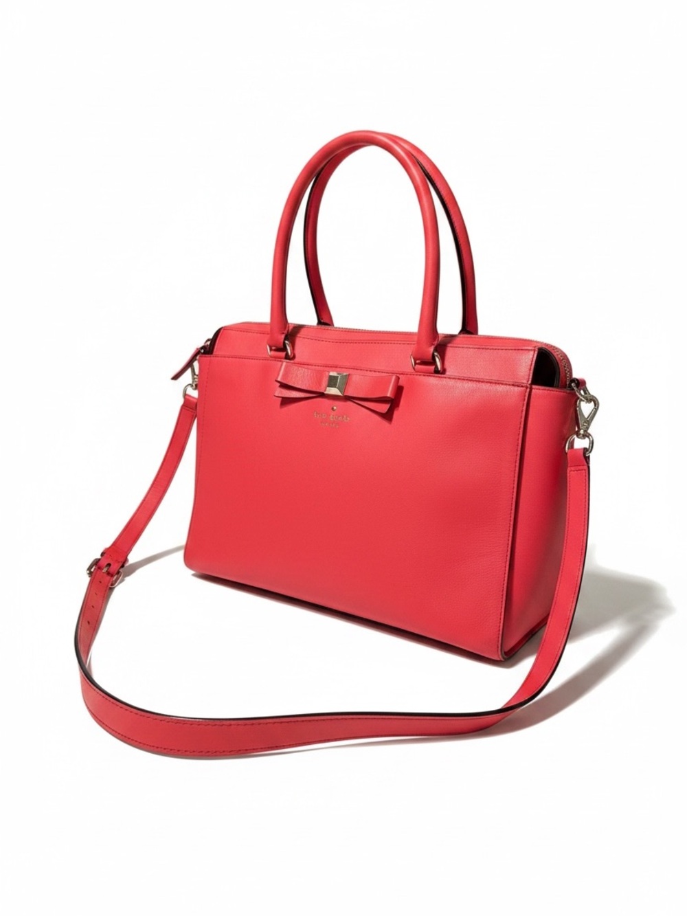 kate spade Beacon Court Garland Coral-Pink Leather Satchel with Bow Accent